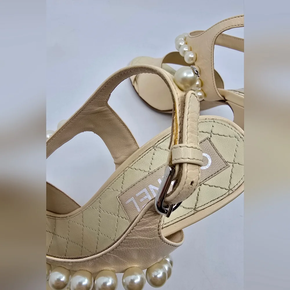 Chanel Pearl Accent Slingback Heels